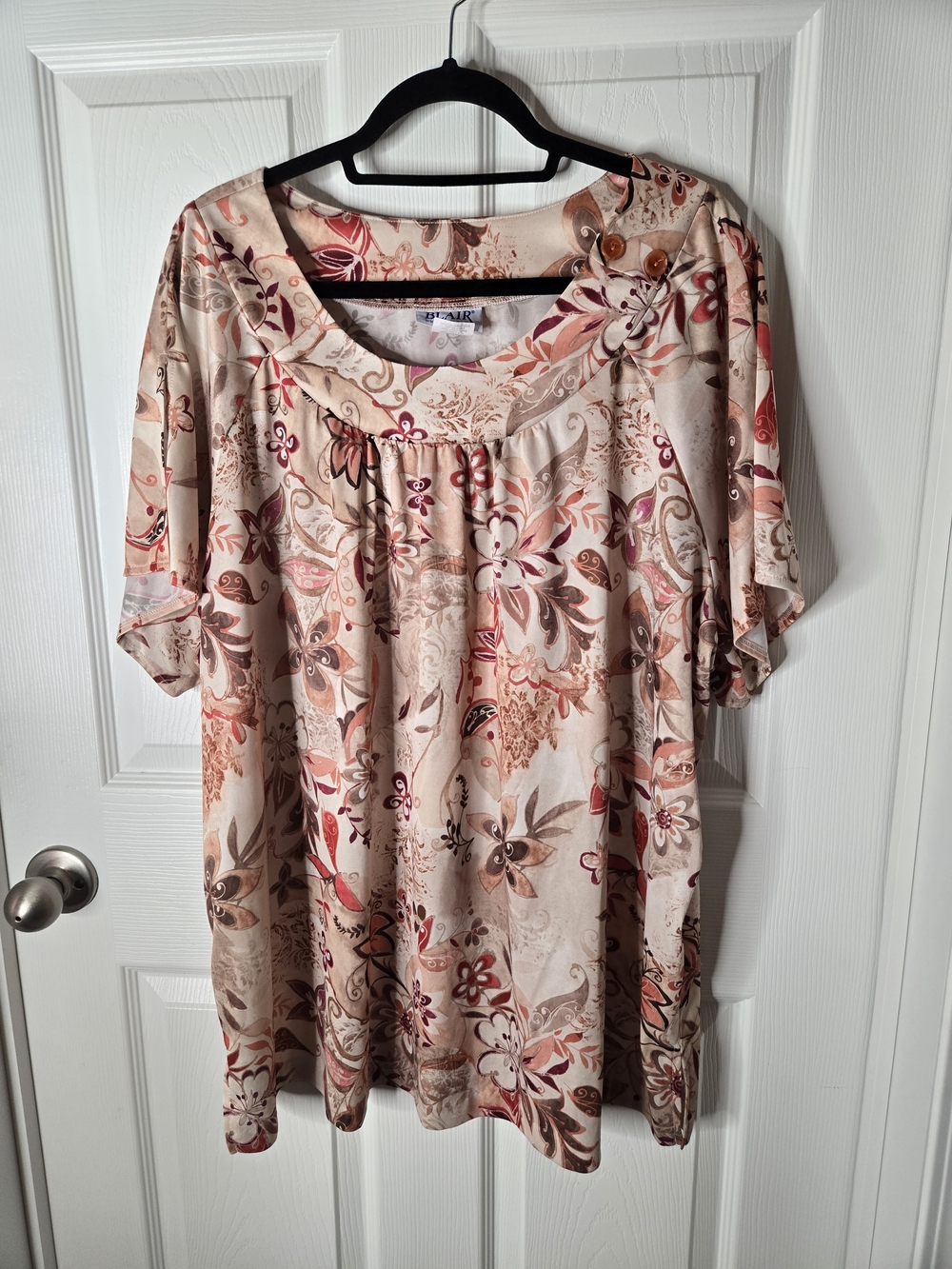 Blair Floral Scoop Neck Tunic - Beige, Pink, Brown